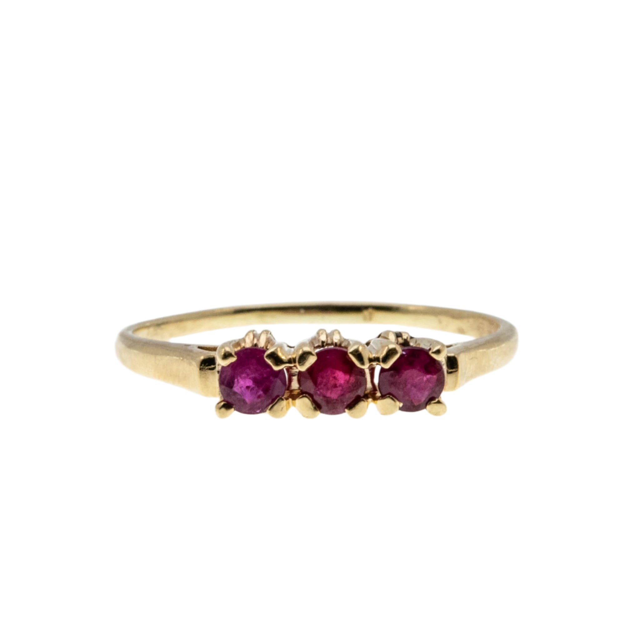Crimson Trio - Vintage 10K Gold Natural Ruby Ring (VR974)
