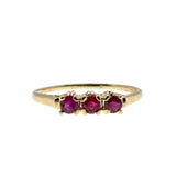 Crimson Trio - Vintage 10K Gold Natural Ruby Ring (VR974)