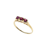 Crimson Trio - Vintage 10K Gold Natural Ruby Ring (VR974)