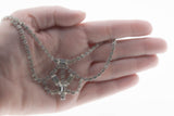 Graceful - Vintage Signed 'JAY FLEX' Rhodium, Sterling Silver Austrian Swarovski Crystal Crystal Rhinestone Swag Necklace (VN201)