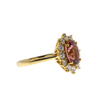 Dusty Rose - Estate Scottish 18K Gold Natural Pink Tourmaline & Diamond Cluster Ring (ER369)