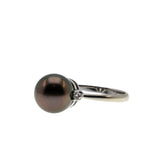 Sparrow's Treasure - Estate 18K White Gold South Sea Saltwater Tahitian Cultured Black Pearl & Diamond Ring (ER373)