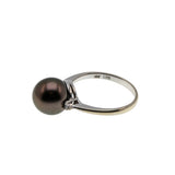 Sparrow's Treasure - Estate 18K White Gold South Sea Saltwater Tahitian Cultured Black Pearl & Diamond Ring (ER373)