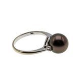 Sparrow's Treasure - Estate 18K White Gold South Sea Saltwater Tahitian Cultured Black Pearl & Diamond Ring (ER373)
