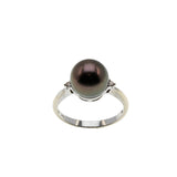 Sparrow's Treasure - Estate 18K White Gold South Sea Saltwater Tahitian Cultured Black Pearl & Diamond Ring (ER373)