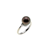 Sparrow's Treasure - Estate 18K White Gold South Sea Saltwater Tahitian Cultured Black Pearl & Diamond Ring (ER373)
