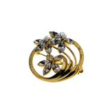 Icy Blossoms - Vintage Gold Plated Crystal Rhinestone Flower Brooch (VBR268)
