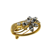 Icy Blossoms - Vintage Gold Plated Crystal Rhinestone Flower Brooch (VBR268)