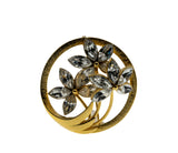 Icy Blossoms - Vintage Gold Plated Crystal Rhinestone Flower Brooch (VBR268)