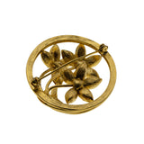 Icy Blossoms - Vintage Gold Plated Crystal Rhinestone Flower Brooch (VBR268)