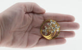 Icy Blossoms - Vintage Gold Plated Crystal Rhinestone Flower Brooch (VBR268)
