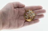 Icy Blossoms - Vintage Gold Plated Crystal Rhinestone Flower Brooch (VBR268)