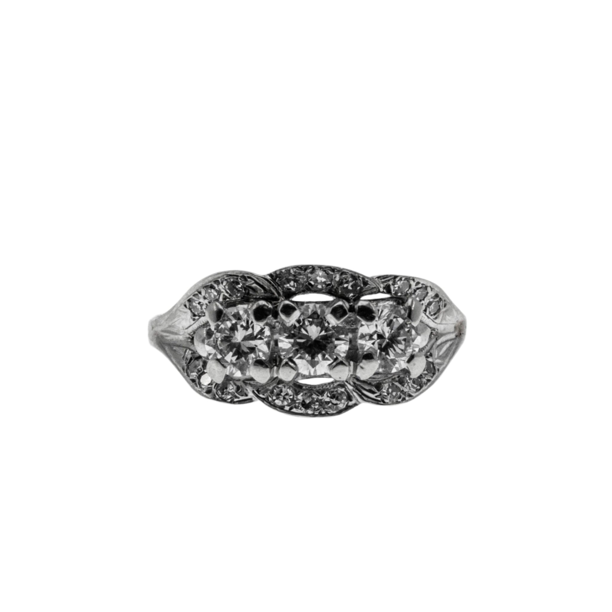 Sea Of Sparkle - Vintage 14K White Gold Diamond Ring (VR984)
