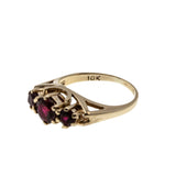 Red, Red, Wine - Vintage 10K Gold Synthetic Ruby Trio Ring (VR988)