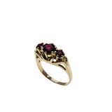 Red, Red, Wine - Vintage 10K Gold Synthetic Ruby Trio Ring (VR988)