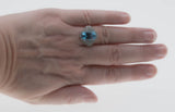 Ocean View - Vintage 18K White Gold Natural Sky Blue Topaz & Diamond Ring (VR990)