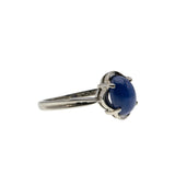 First Star I See Tonight - Vintage Signed 'SIFFARI' 10K White Gold Linde Star Sapphire Solitaire Ring (VR989)
