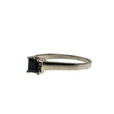 Indigo Blue - Vintage 14K White Gold Natural Sapphire Solitaire Ring (VR991)