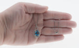 Ocean View - Vintage 18K White Gold Natural Blue Topaz & Diamond Pendant & 14K White Gold Chain (VP239)