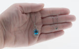 Ocean View - Vintage 18K White Gold Natural Blue Topaz & Diamond Pendant & 14K White Gold Chain (VP239)