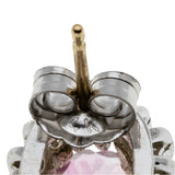 Pretty In Pink - Vintage 14K White & Yellow Gold Natural Pink Topaz & Diamond Cluster Stud Earrings (VE433)