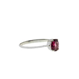 Raspberry Hues - Vintage 8K White Gold Natural Rhodolite Garnet Solitaire Ring (VR997)