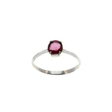 Raspberry Hues - Vintage 8K White Gold Natural Rhodolite Garnet Solitaire Ring (VR997)