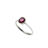 Raspberry Hues - Vintage 8K White Gold Natural Rhodolite Garnet Solitaire Ring (VR997)