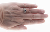 Blue Velvet - Vintage Edwardian Revival 14K White Gold Natural Blue Sapphire & Diamond 'Heart & Scrolls' Wedding Ring Set (VR1001)