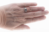 Blue Velvet - Vintage Edwardian Revival 14K White Gold Natural Blue Sapphire & Diamond 'Heart & Scrolls' Wedding Ring Set (VR1001)