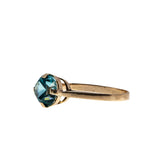 Roses Are Red Violets Are Blue - Edwardian English 9K Rose Gold Natural Blue Zircon Solitaire Ring (EDR078)