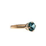 Roses Are Red Violets Are Blue - Edwardian English 9K Rose Gold Natural Blue Zircon Solitaire Ring (EDR078)