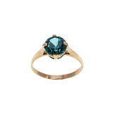 Roses Are Red Violets Are Blue - Edwardian English 9K Rose Gold Natural Blue Zircon Solitaire Ring (EDR078)