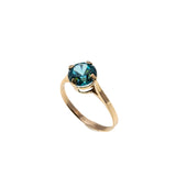 Roses Are Red Violets Are Blue - Edwardian English 9K Rose Gold Natural Blue Zircon Solitaire Ring (EDR078)