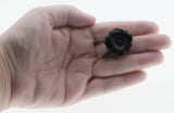 Forget-Me Knot - Victorian Rolled Rose Gold Carved Black Whitby Jet Flower Mourning Brooch (VICBR037)
