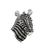 Stripes - Vintage Signed 'BUTLER' Silver Austrian Swarovski Crystal Rhinestone Black Enamel Zebra Brooch (VBR272)