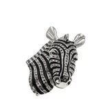 Stripes - Vintage Signed 'BUTLER' Silver Austrian Swarovski Crystal Rhinestone Black Enamel Zebra Brooch (VBR272)