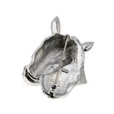 Stripes - Vintage Signed 'BUTLER' Silver Austrian Swarovski Crystal Rhinestone Black Enamel Zebra Brooch (VBR272)