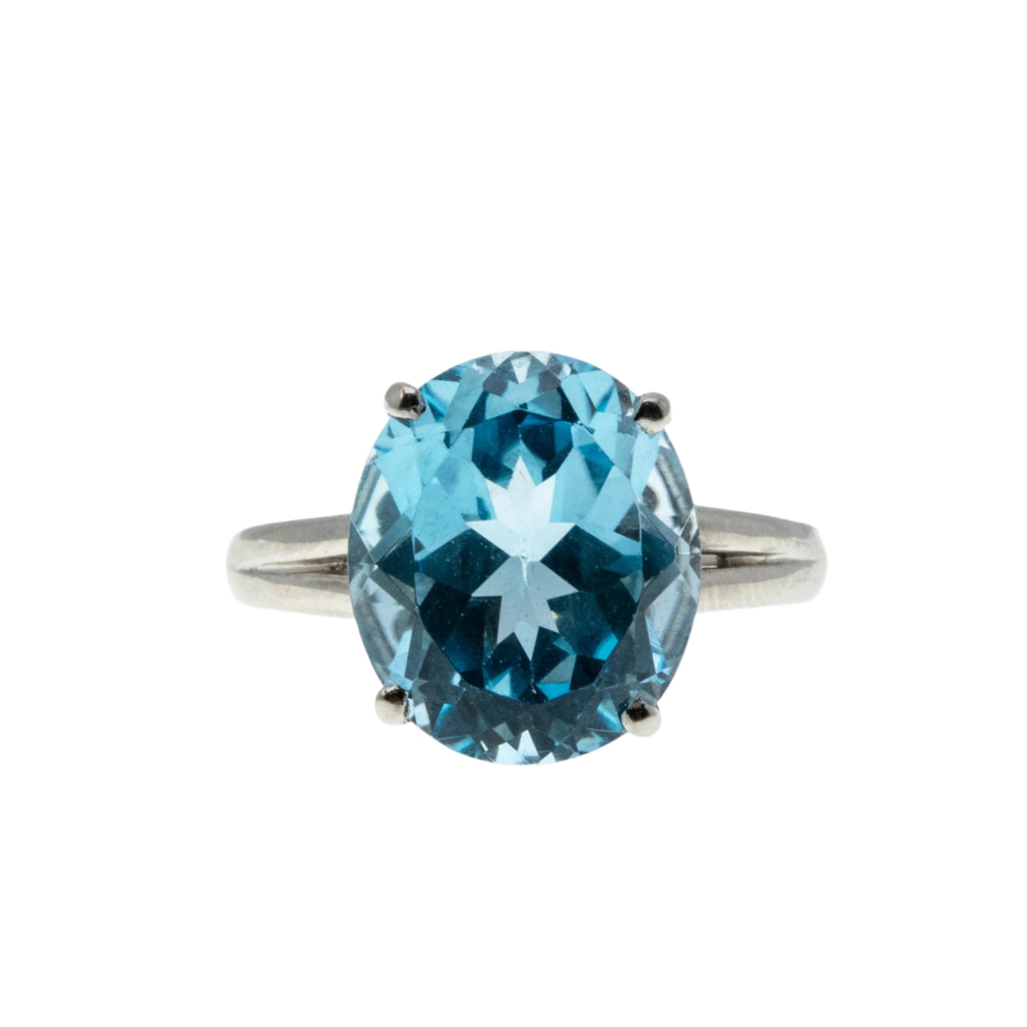 Skyfall - Vintage Platinum Natural Sky Blue Topaz Solitaire Ring (VR1006)