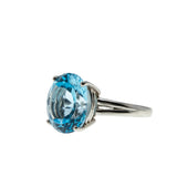 Skyfall - Vintage Platinum Natural Sky Blue Topaz Solitaire Ring (VR1006)