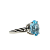 Skyfall - Vintage Platinum Natural Sky Blue Topaz Solitaire Ring (VR1006)