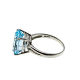 Skyfall - Vintage Platinum Natural Sky Blue Topaz Solitaire Ring (VR1006)