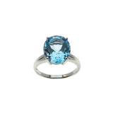 Skyfall - Vintage Platinum Natural Sky Blue Topaz Solitaire Ring (VR1006)