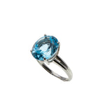Skyfall - Vintage Platinum Natural Sky Blue Topaz Solitaire Ring (VR1006)