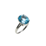Skyfall - Vintage Platinum Natural Sky Blue Topaz Solitaire Ring (VR1006)