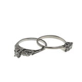 Sweet Proposal - Vintage 18K/14K White Gold Natural Diamond Wedding Ring Set (VR1007)