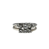 Sweet Proposal - Vintage 18K/14K White Gold Natural Diamond Wedding Ring Set (VR1007)