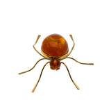 Itsy Bitsy Spider - Vintage Retro Gold Plated Natural Amber Spider Brooch (VBR273)
