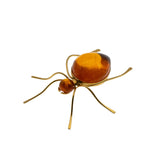 Itsy Bitsy Spider - Vintage Retro Gold Plated Natural Amber Spider Brooch (VBR273)
