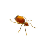 Itsy Bitsy Spider - Vintage Retro Gold Plated Natural Amber Spider Brooch (VBR273)